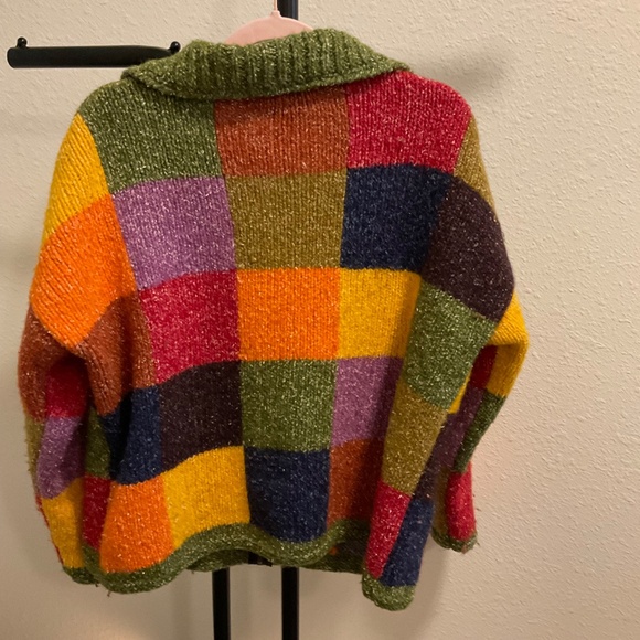 Invisible World Sweater Women Medium Wool Blend Zip Up Patchwork Jacket Handmade - Picture 7 of 7